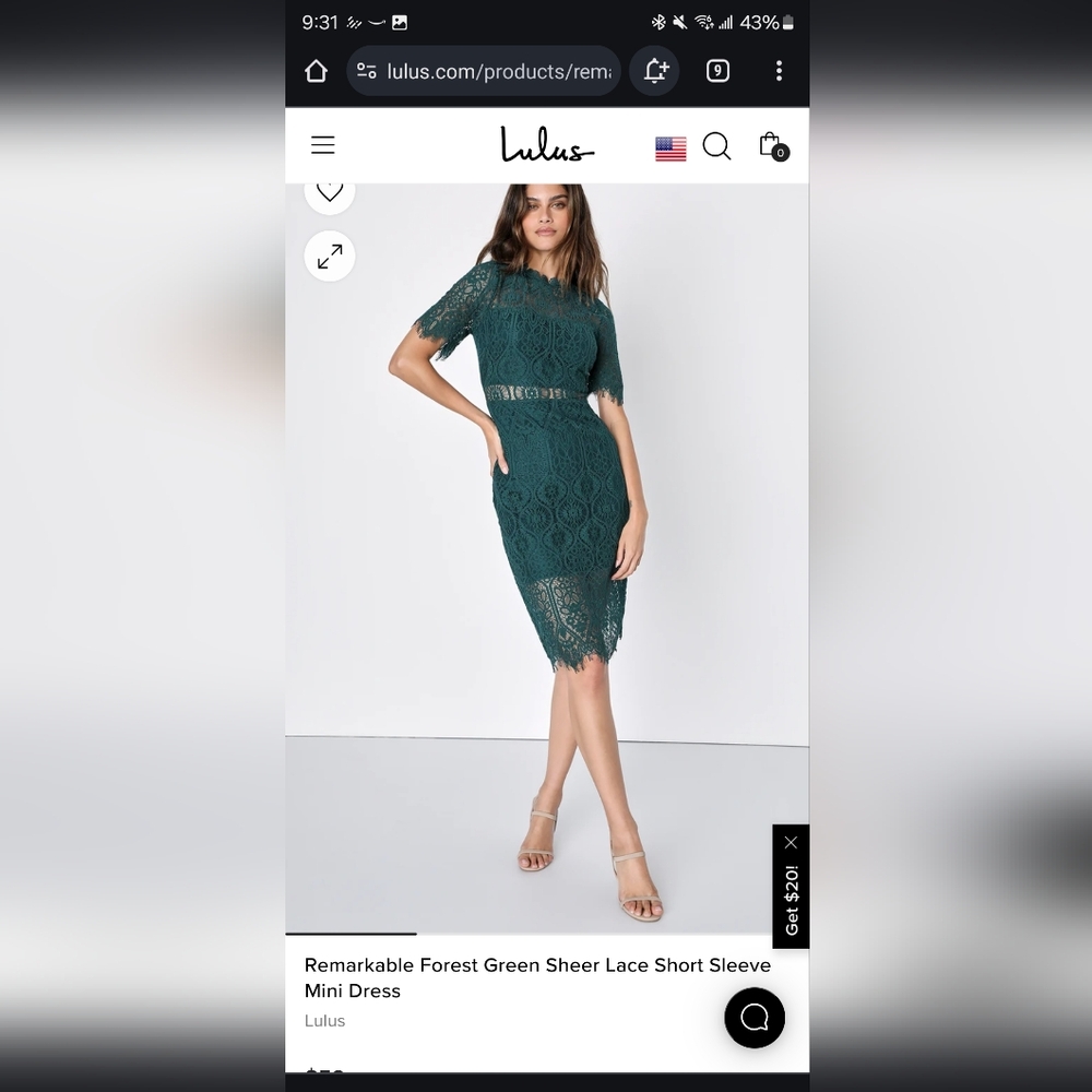 Lulus Remarkable Forest Green Sheer Lace Short Sleeve Mini Dress